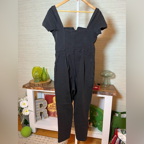 We The Free • CRVY Selena Slim Leg One-Piece Denim Romper Jumpsuit Black Large - Picture 8 of 9